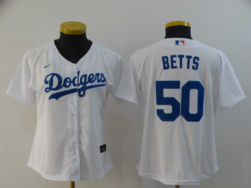 Women Dodgers 50 Mookie Betts White 2020 Nike Cool Base Jersey,We sell and wholesale Women Dodgers 50 Mookie Betts White 2020 Nike Cool Base Jersey on line form chian!